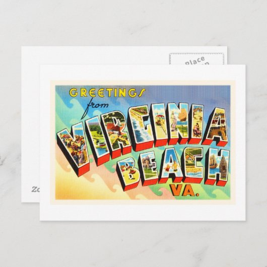 バージニアビーチバージニアVAヴィンテージ旅行はがき ポストカード (正面/裏面)