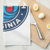 バージニアビーチバージニアVAヴィンテージ波航海の キッチンタオル (四つ折り)