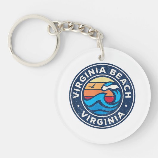 バージニアビーチバージニアVAヴィンテージ波航海の キーホルダー