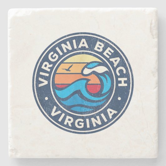 バージニアビーチバージニアVAヴィンテージ波航海の ストーンコースター (正面)