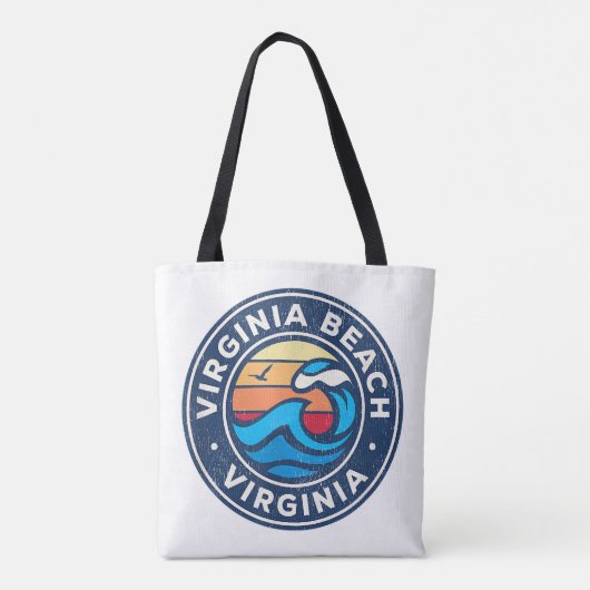 バージニアビーチバージニアVAヴィンテージ波航海の トートバッグ (裏面)