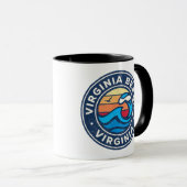 バージニアビーチバージニアVAヴィンテージ波航海の マグカップ (正面右)