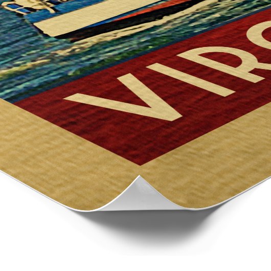 バージニアビーチポスターシルボートヴィンテージ ポスター (角)