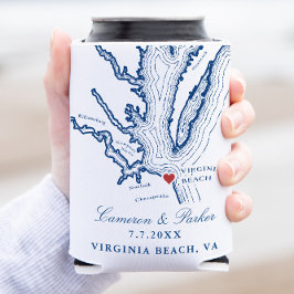 バージニアビーチマップエレガントネイビーブルー結婚式の引き出物 缶クーラー