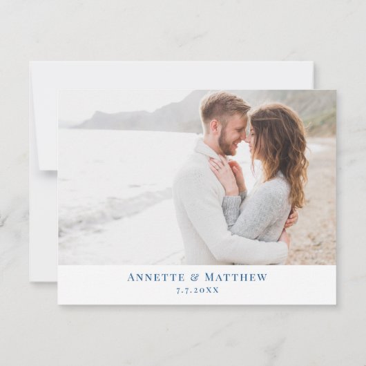 バージニアビーチ結婚式エレガントネイビーの地図 セーブザデート (裏面)