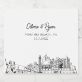 バージニアビーチ結婚式シャンパンラベル スパークリングワインラベル (シングルラベル)