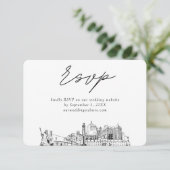 バージニアビーチ結婚式ミニマリストスケッチRSVP エンクロージャーカード (スタンド正面)