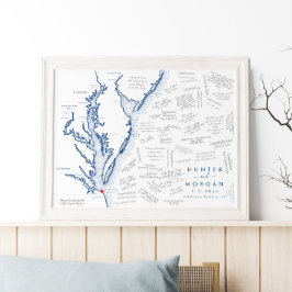 バージニアビーチ結婚式モダンゲストブックポスター ポスター