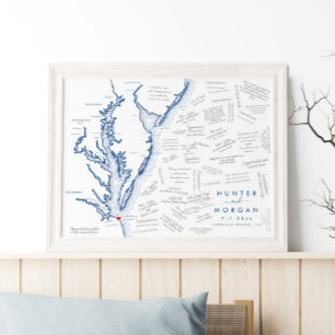 バージニアビーチ結婚式モダンゲストブックポスター ポスター