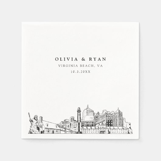バージニアビーチ結婚式紙カクテルナプキン スタンダードカクテルナプキン (正面)