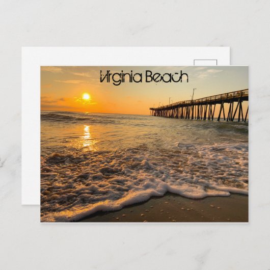 バージニアビーチ魚釣りピアアットサンライズ ポストカード (正面/裏面)