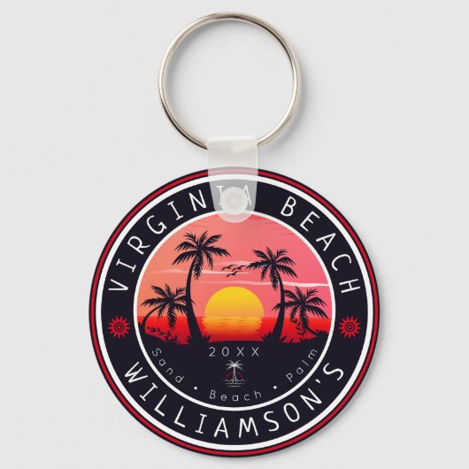バージニアビーチUSAレトロサンセットお土産80s キーホルダー (正面)