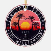 バージニアビーチUSAレトロサンセットお土産80s セラミックオーナメント (正面)