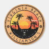 バージニアビーチUSAレトロサンセット60s マグネット (正面)