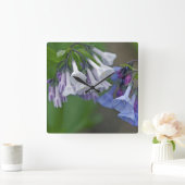 バージニアブルーベルワイルドフラワーズ スクエア壁時計 (ホーム)