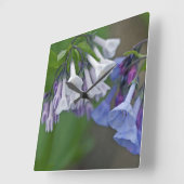 バージニアブルーベルワイルドフラワーズ スクエア壁時計 (傾斜)