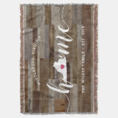 バージニアホーム州パーソナライズされたウッドルック スローブランケット (正面縦)