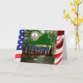 バージニアマップ州シール写真文字記念日 カード (黄色い花)