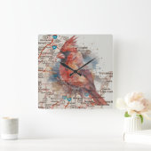 バージニアロードマップウォーターカラーアートのカーディナル スクエア壁時計 (ホーム)