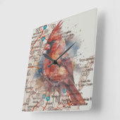 バージニアロードマップウォーターカラーアートのカーディナル スクエア壁時計 (傾斜)