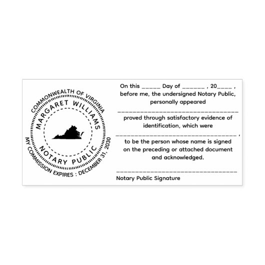 バージニア公証書受領証スタンプ セルフインキングスタンプ (デザイン)