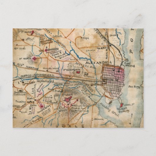 バージニア北東部のヴィンテージの地図（1862年） ポストカード (正面)