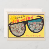 バージニア州で太陽を楽しむビーチヴィンテージ ポストカード (正面/裏面)