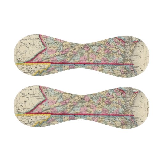 バージニア州とノースカロライナの郡の地図 野球ボール (パネル)