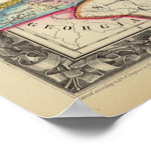 バージニア州とノースカロライナの郡地図 ポスター (角)