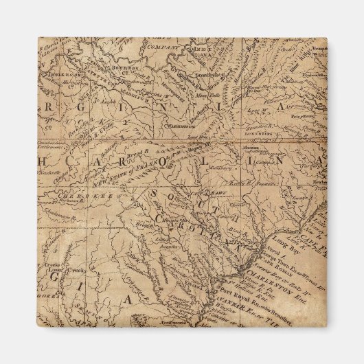 バージニア州とノースカロライナ州の地図 マグネット (正面)