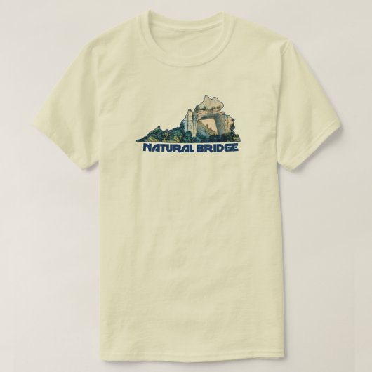 バージニア州のナチュラルブリッジの地図 Tシャツ (デザイン正面)