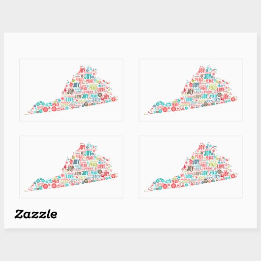 バージニア州のメリークリスマス 長方形シール (シート)