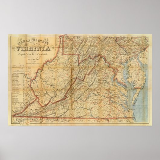 バージニア州の地図 ポスター (正面)