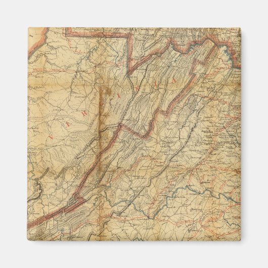 バージニア州の地図 マグネット (正面)