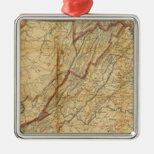 バージニア州の地図 メタルオーナメント (正面)