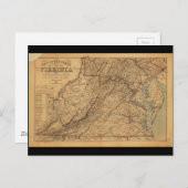 バージニア州の地図（1865年） ポストカード (正面/裏面)