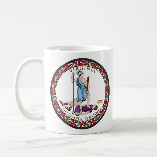 バージニア州シール、バージニア州旗 コーヒーマグカップ (左)