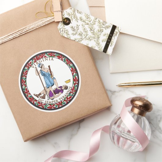 バージニア州シール、バージニア州旗 ラウンドシール (ギフト)