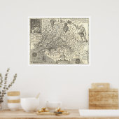 バージニア州ジョン・スミスの地図1624 ポスター (キッチン)