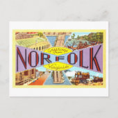 バージニア州ノーフォークからのヴィンテージの挨拶 ポストカード (正面)