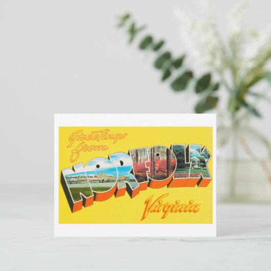 バージニア州ノーフォークからのヴィンテージの挨拶 ポストカード (スタンド正面)