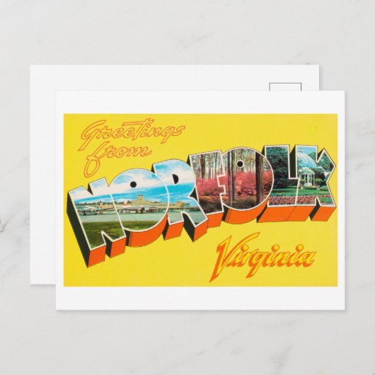 バージニア州ノーフォークからのヴィンテージの挨拶 ポストカード (正面/裏面)
