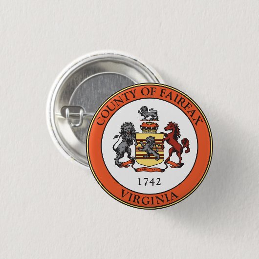 バージニア州フェアファックス郡の封印 缶バッジ (正面&裏面)