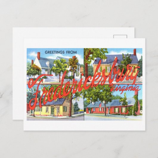 バージニア州フレデリックスバーグからのヴィンテージ挨拶 ポストカード (正面/裏面)