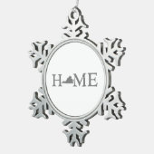 バージニア州ホーム州の形の文字ワードアートグレー スノーフレークピューターオーナメント (右)