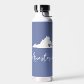 バージニア州マップのカスタマイズ可能な名前 ウォーターボトル (左面)