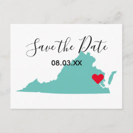 バージニア州マップ型Save the Date 案内ポストカード