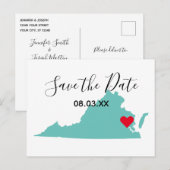 バージニア州マップ型Save the Date 案内ポストカード (正面/裏面)