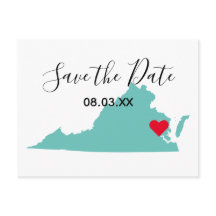 バージニア州マップ型Save the Date