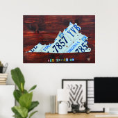 バージニア州ライセンスプレートマップ ポスター (ホームオフィス)